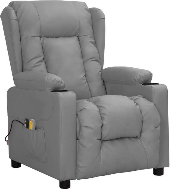 vidaXL Elektrischer Massagesessel aus Kunstleder in Grau, B/T/H: 96,0 x 48,0 x 136,5 cm - Bild 1