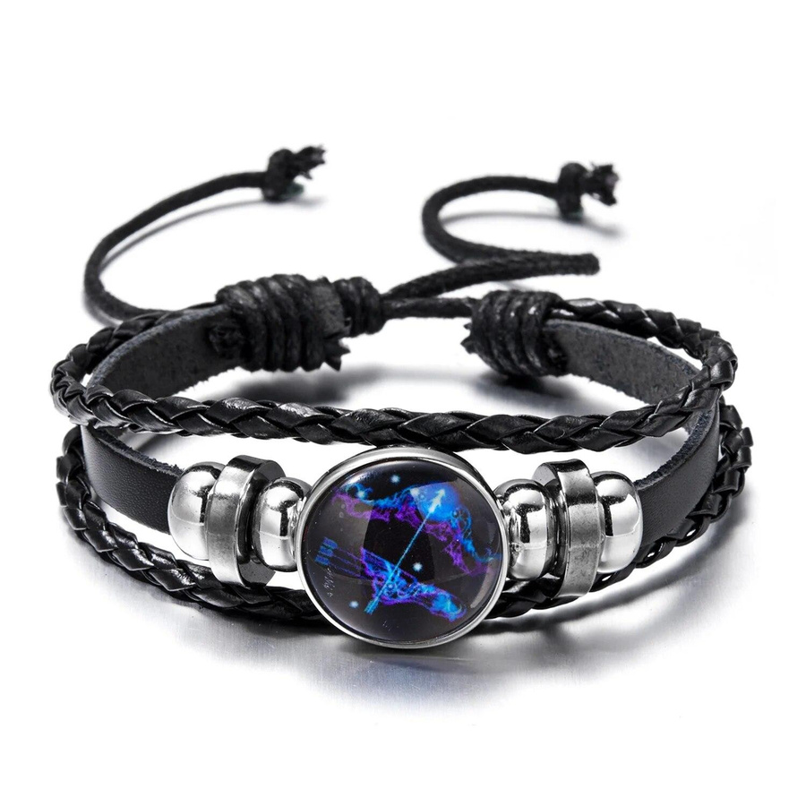 Rinhoo Armband, Leder, Schwarz, Vintage, Unisex - Bild 2