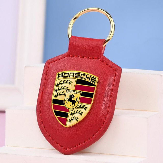 Porsche Schlüsselanhänger Leder, Grau, Unisex - Bild 1