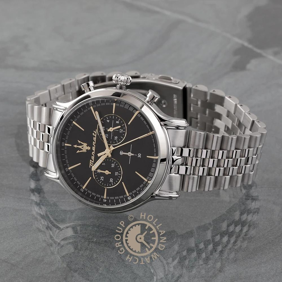Maserati Epoca Chronograph, Edelstahl, Schwarz, Quarz, 42 mm, Herren - Bild 2