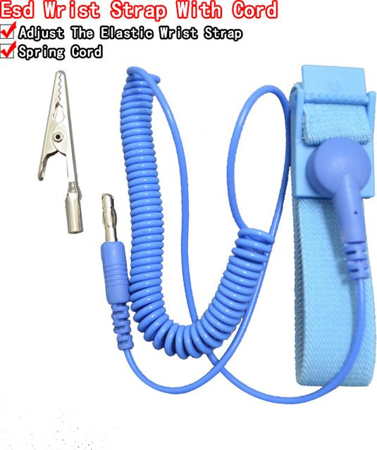 Antistatisches ESD-Armband mit losem Draht und Clip zur Entladung für Elektriker und IC PLCC Arbeiter in Blau - Bild 1