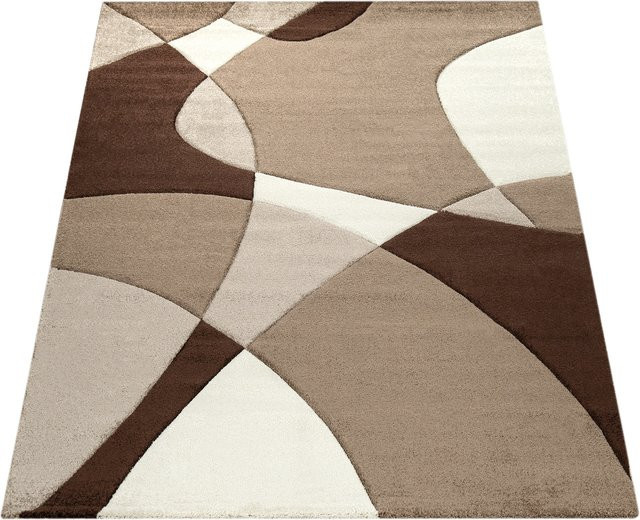 Moderner Teppich Diamora in Braun mit geometrischem High-Low-Effekt, Breite: 80 cm, Tiefe: 300 cm - Bild 1