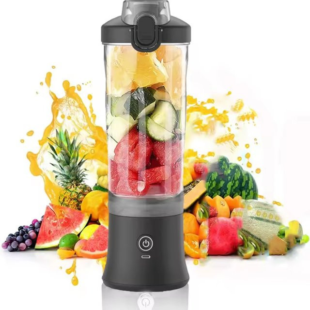 HAOYUNMA Tragbarer elektrischer Smoothie-Mixer mit 600 ml Volumen, USB wiederaufladbar, 4000 mAh, bunt - Bild 1