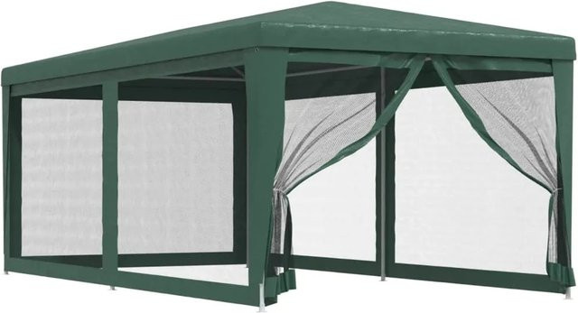 vidaXL Partyzelt aus HDPE mit 6 Mesh-Seitenwänden in Grün, B/T/H: 6 x 3 x 2,58 m - Bild 1