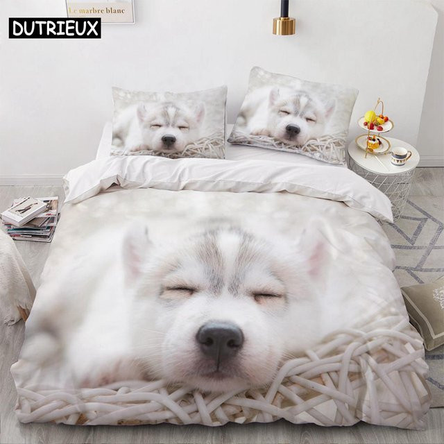 Binchi Outdoor Product 3D Hund Bettwäscheset aus Mikrofaser, Weiß, B/H: 155 x 215 cm - Bild 1