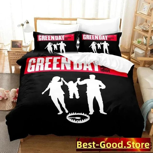 Lodestar Bettwäsche-Set Green Day American Idiot mit Bettbezug und Kissenbezug, Schwarz, B/H: 133 x 70 cm - Bild 1