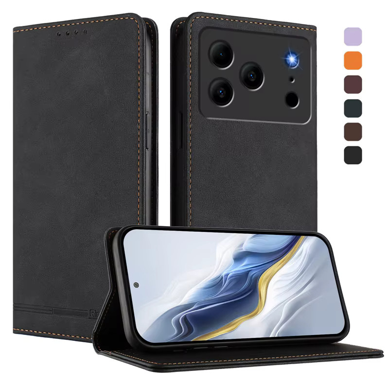 Doogee Note 56 Hülle aus Leder mit magnetischer Abdeckung und Flip-Stand Funktion in Grün - Bild 2