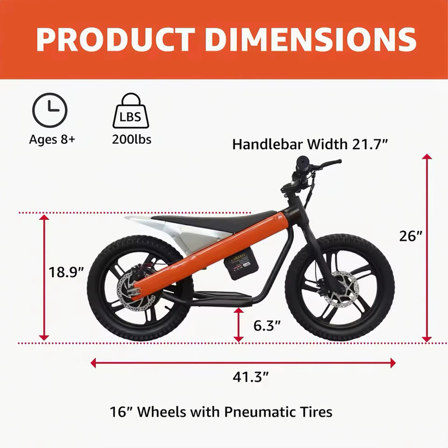 YTYIN 16-Zoll-Elektro-Balance-Bike, Kinder-Offroad-Dirt-Motorrad, ab 8 Jahren - Bild 4