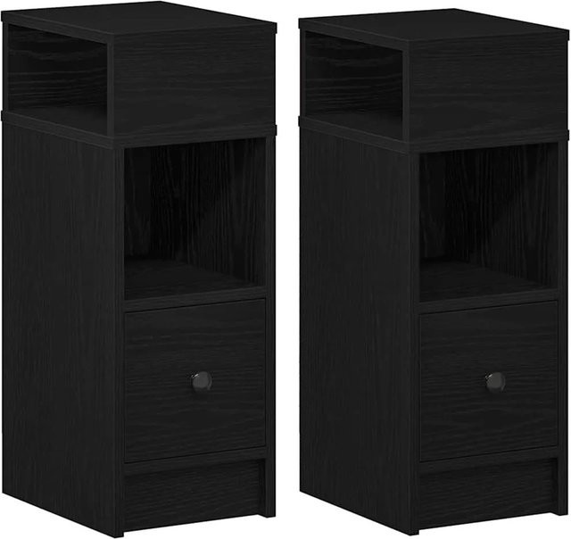 vidaXL Nachttische 2er-Set mit Schublade Schwarz B/T/H: 25 x 31 x 66 cm - Bild 1
