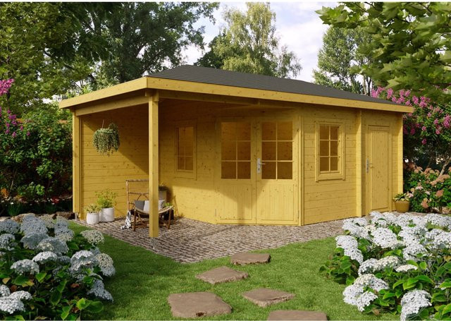 Fjordholz Gartenhaus Evelyn 3E 5-Eck aus imprägnierter Kiefer in Braun - Bild 1