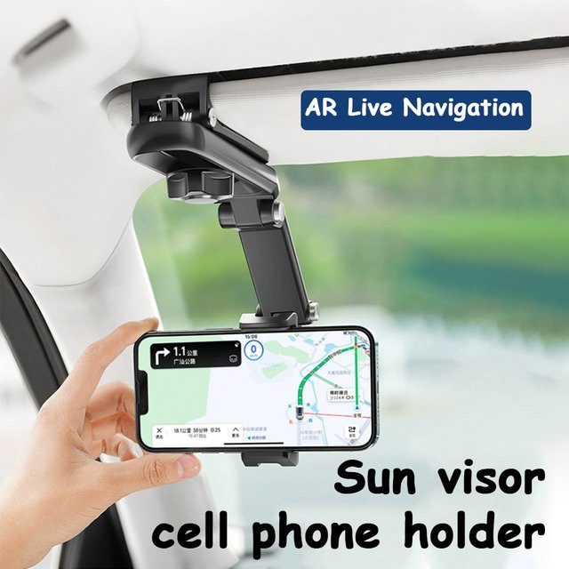 Multifunktionaler Auto-Sonnenblenden-Telefonhalter mit 360 Grad Drehung als Universalhalterung für iPhone Samsung und Android in Schwarz oder Grün - Bild 1