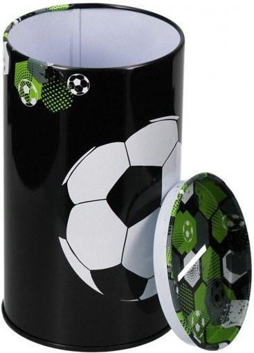 STARPAK Sparschwein Fußball aus Metall in Schwarz mit zylindrischer Form und schwarzem Öffnungsdeckel - Bild 1