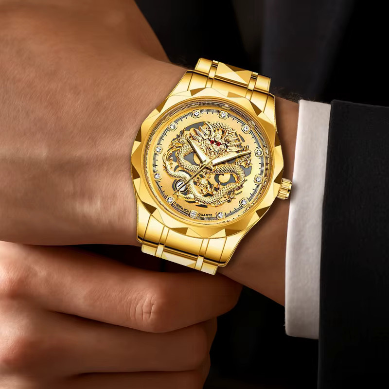 MEIRUIQI Armbanduhr, Quarz, Edelstahl, Gold, Gelbes Zifferblatt, Herren - Bild 6