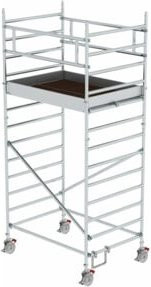 Günzburger Rollgerüst aus Aluminium in Silber mit Doppel-Plattform, B/T: 135 x 180 cm, Plattformhöhe: 3 m - Bild 1