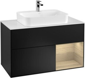 V&B Waschtischunterschrank Finion 100 in Weiß lackiert mit offenem Regal, Breite: 100 cm, Tiefe: 50,1 cm, Höhe: 50,1 cm - Bild 1