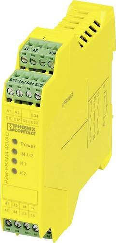 Phoenix Contact Sicherheitsrelais PSR-SCP-230UC/ESAM4/3X1/1X2/B in Gelb, Betriebsspannung 230 V/DC und 230 V/AC, 3 Schließer und 1 Öffner, B/H/T: 22,5 x 99 x 9,9 cm - Bild 1