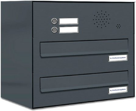 AL Briefkasten für 2 Parteien, grau, B/H/T: 38,5 x 34,5 x 27,5 cm - Bild 1