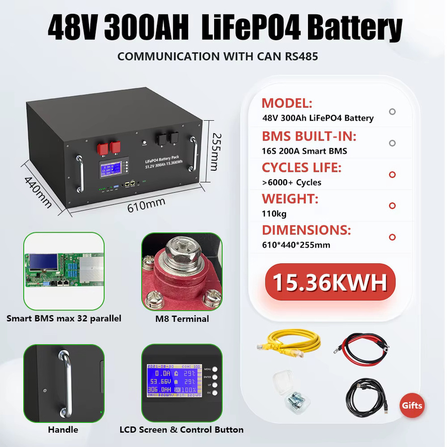 KEZIMO LiFePO4 Batterie 48V 300Ah mit Bluetooth und BMS in Schwarz - Bild 2