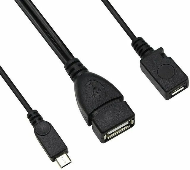 BSN 2-in-1 OTG-Kabel in Schwarz für Fire Stick 4K, kompatibel mit Android-Telefonen und Tablets, mit Micro-USB-Host und Micro-USB-Stromversorgung - Bild 1