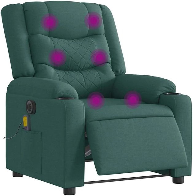 vidaXL Elektrischer Massagesessel in Dunkelgrün mit Stoffbezug und Armlehnen - Bild 1