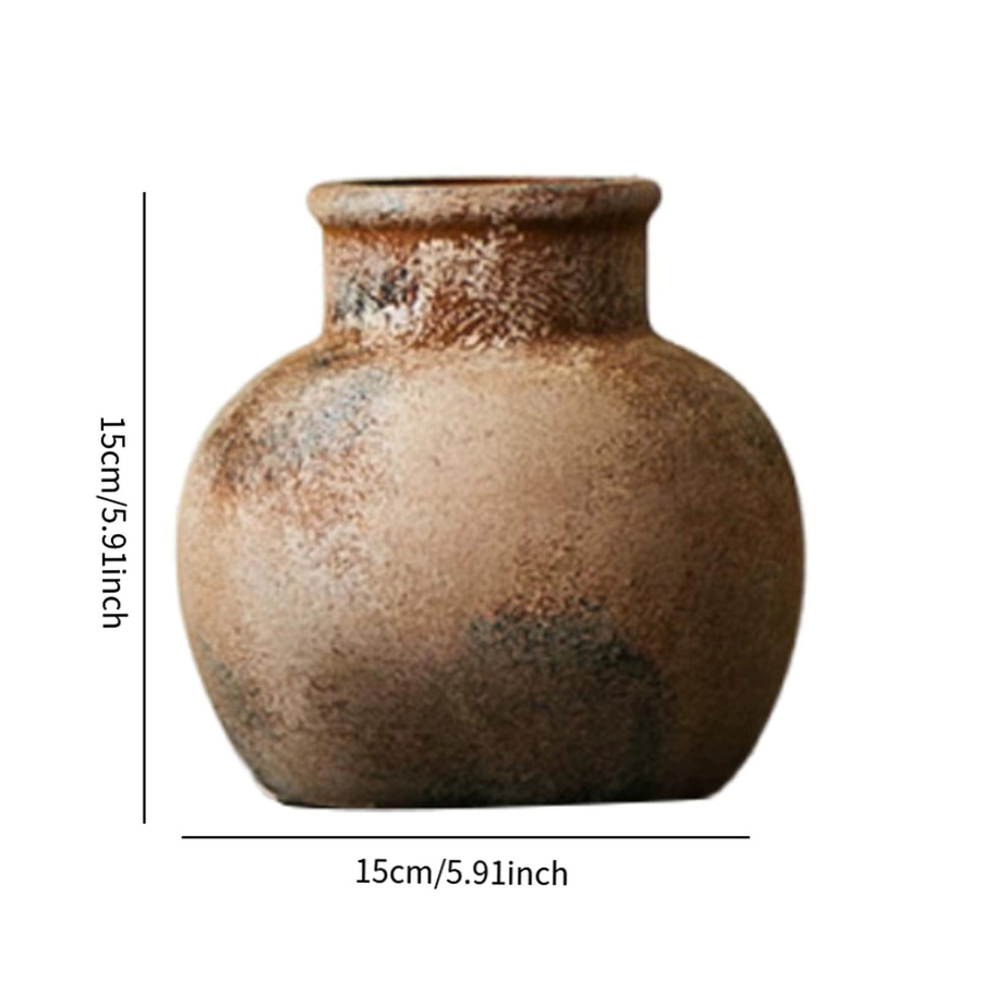 Rustikale Keramikvase Kesoto in Schwarz für Tischdekoration und Büro, Höhe: 15,0 cm, Durchmesser: 12,7 cm - Bild 6