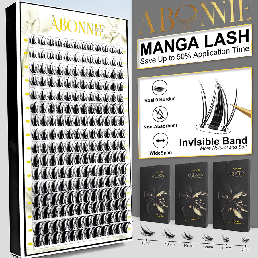 LAKANAKU Manga Wimpern-Cluster, 192 Fächer, Cat Eye, Unisex - Bild 3