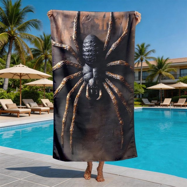 JMG Household Supplies Strandtuch mit Spinnen-Motiv aus Mikrofaser, Schwarz, B/H: 80 x 160 cm - Bild 1