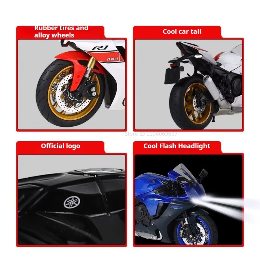 Yamaha R1 R1M Motorrad Modell, 1:9, Metall, Blau - Bild 2