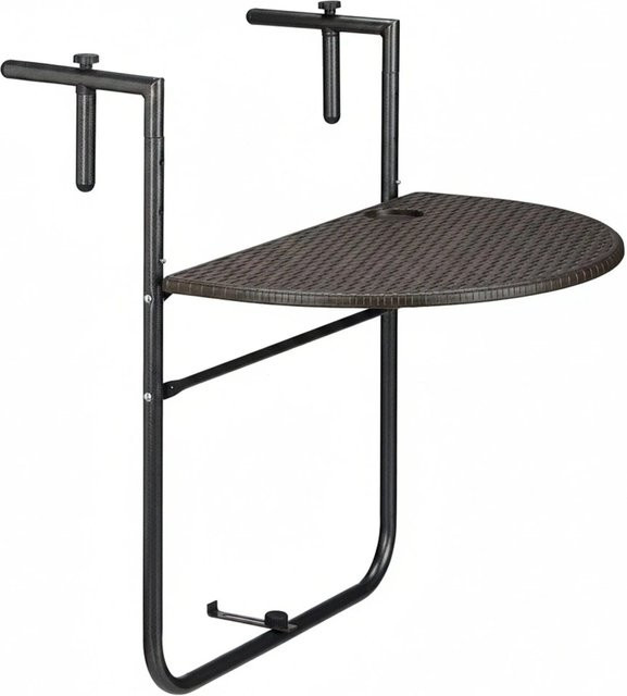 Relaxdays Balkonhängetisch in Braun mit Rattan-Optik, klappbar und höhenverstellbar, B/T/H: 84 x 60 x 63 cm - Bild 1