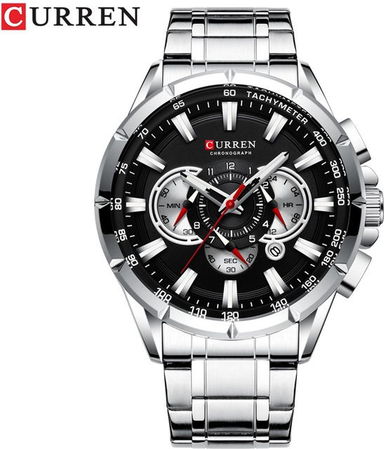 CURREN Armbanduhr, Quarz, Edelstahl, schwarz/silber, Herren - Bild 1