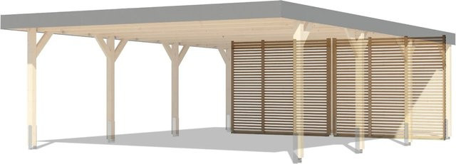 Karibu Rückwand für Doppel-Carport aus Leimholz in Braun, B/H: 528 x 210 cm - Bild 1