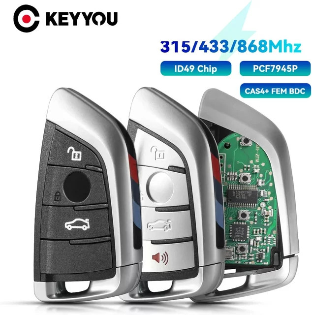 Keyyou ID49 proximity Keyless Go Auto Fernbedienung Schlüssel für BMW 1 3 5 7 Series X1 X3 X5 X6 X7 in Silber - Bild 1