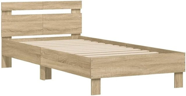 vidaXL Bettgestell mit Kopfteil aus Holzwerkstoff in Sonoma-Eiche, B/T/H: 100 x 200 x 83 cm - Bild 1