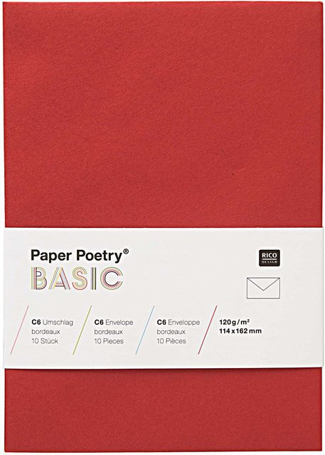 Rico Design Paper Poetry Kuvert Basic C6, 10 Stück, Bordeaux - Bild 1