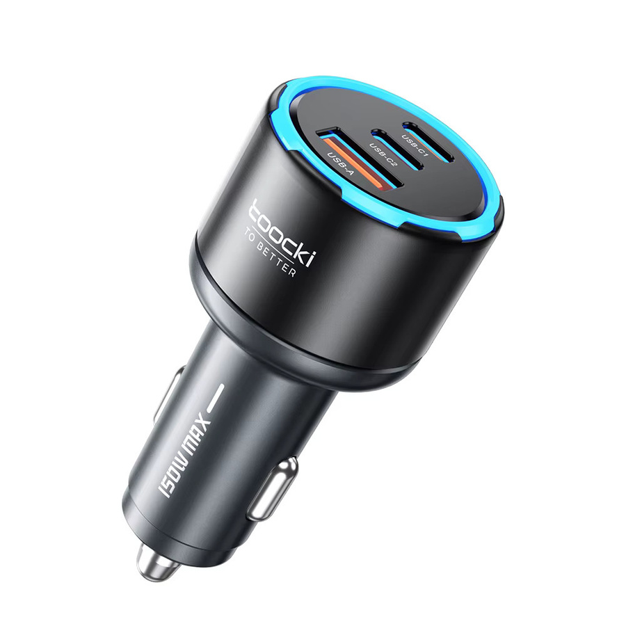 Toocki 150W USB-C Auto-Ladegerät in Schwarz mit PD3.0, PPS und SFC3.0 für schnelles Laden von iPhone, Samsung, Xiaomi und Huawei - Bild 5