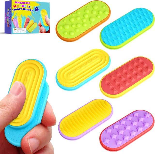 DUTRIEUX Magnetische Fidget Sliders, 6er-Pack, 6 texturierte Varianten - Bild 1