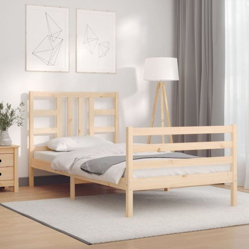 Massivholzbett mit Kopfteil von vidaxl aus Kiefer in Braun Natur im skandinavischen Design - Bild 1
