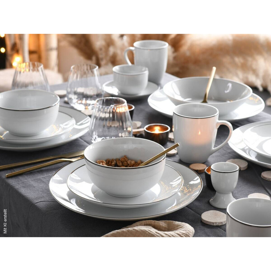 CreaTable Tafelservice Luna Black Line aus weißem Porzellan, 18-teilig - Bild 2