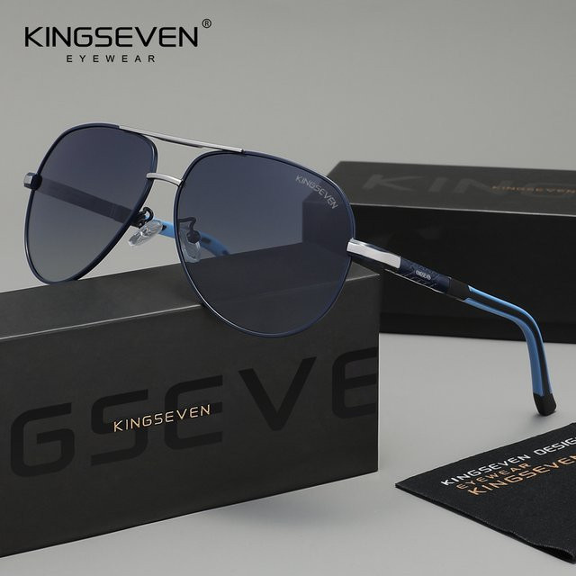 KINGSEVEN Sonnenbrille Aviator, Vollrand, Schwarz, Unisex, polarisiert - Bild 1