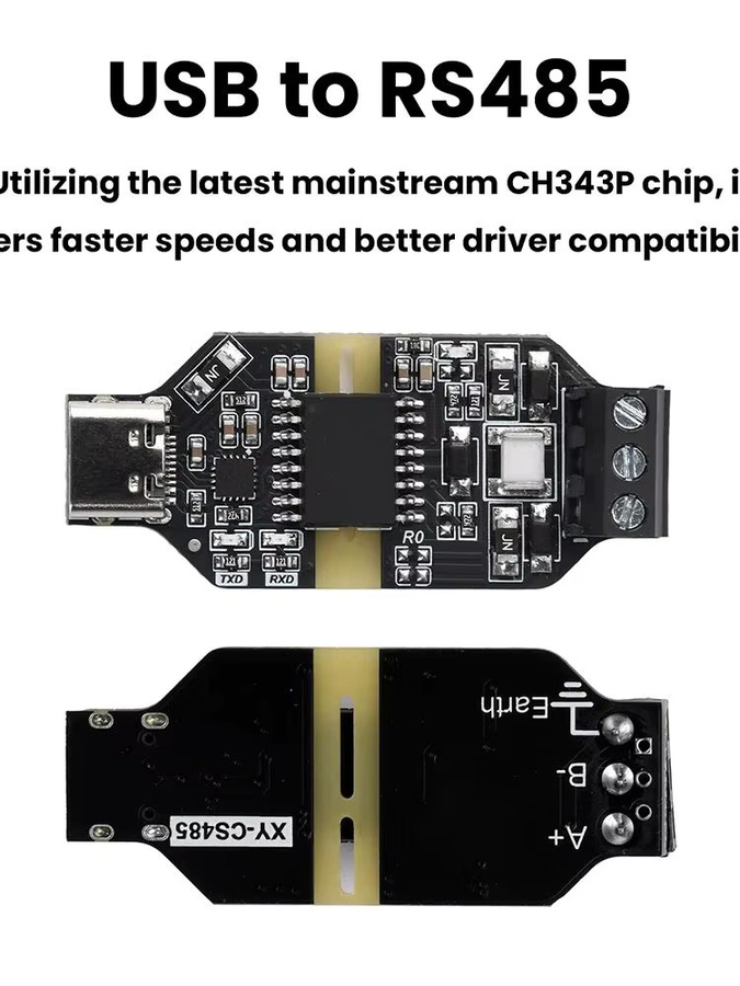 CH343P Hochgeschwindigkeits-USB-zu-RS485-Isolierter Konverter mit Typ-C-Anschluss, 16KV Isolationsspannung und 6Mbps, Schwarz - Bild 4