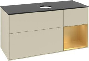 V&B Waschtischunterschrank Finion in Platinbraun mit Goldgriffen und silberner Lackierung, Breite: 120 cm, Tiefe: 50,1 cm, Höhe: 50,1 cm - Bild 1
