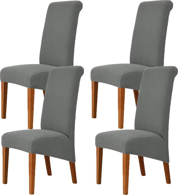 LMETJMA 4er Set Stretch-Spandex Esszimmerstuhlhussen in Khaki für Parsons-Stühle als Schutzbezug - Bild 1