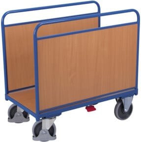 VARIOfit Seitenbügelwagen mit Holzwänden in Blau, B/T: 106,0 x 54,0 cm - Bild 1