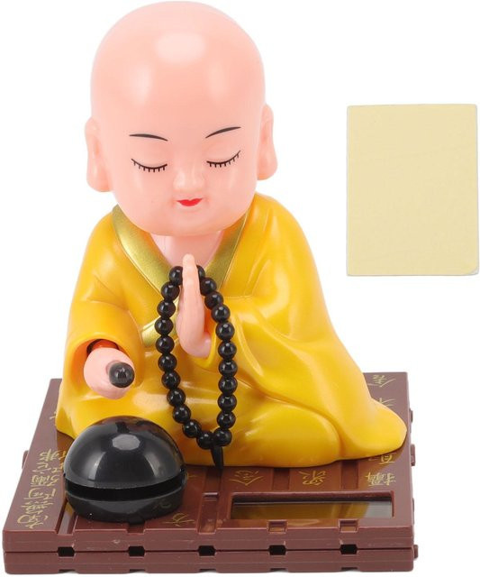 GoolRC Solar-Ornament NICKENDER Buddhistischer Mönch in Gelb mit Lichtenergie-Erkennung zur Tischdekoration - Bild 1