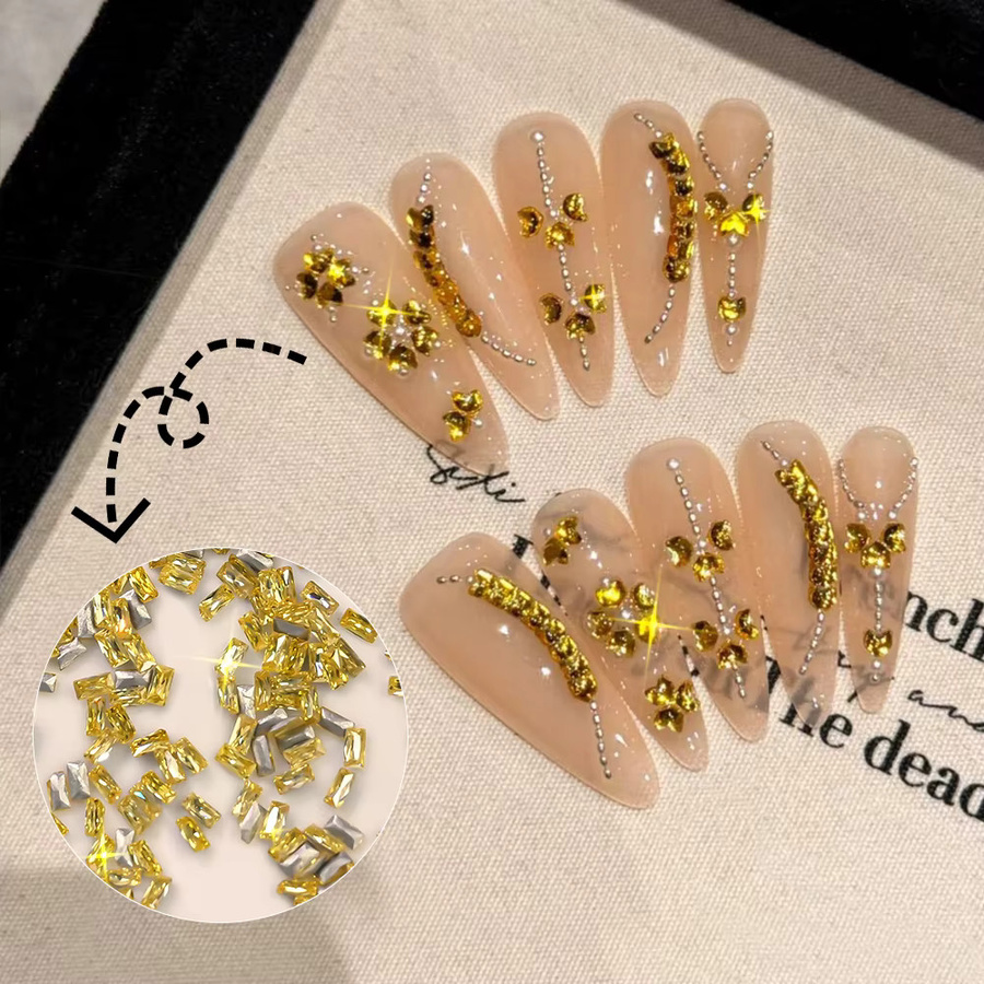 MingLee Nagel Strass, Goldene Zirkon Kristalle, 100 Stück, 3mm - Bild 3