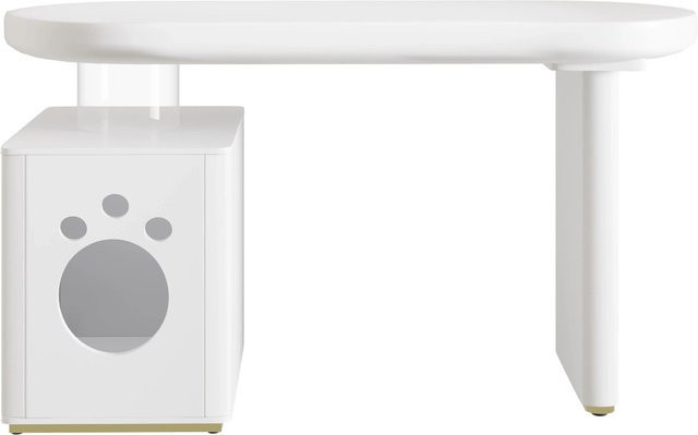 okwish Schreibtisch in Weiß mit minimalistischer Form und MDF-Platte, B/T/H: 117 x 50 x 76 cm - Bild 1