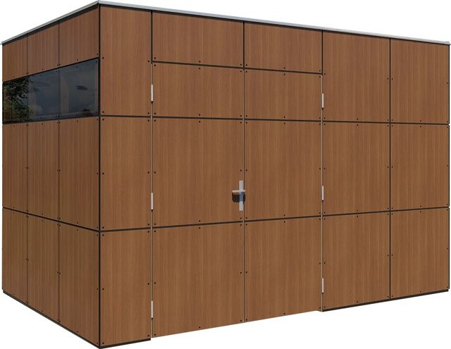 Bertilo Gartenhaus HPL 2 in Italian Walnut mit Flachdach und Holzoptik, B/T/H: 345 x 229 x 230 cm - Bild 1