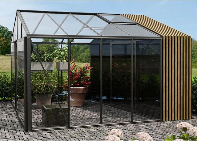 Bloomcabin Gewächshaus Klassik mit integriertem Stauraum und Accoya-Fusion-Holzelementen in Anthrazit, B/T/H: 235 x 235 x 235 cm - Bild 1