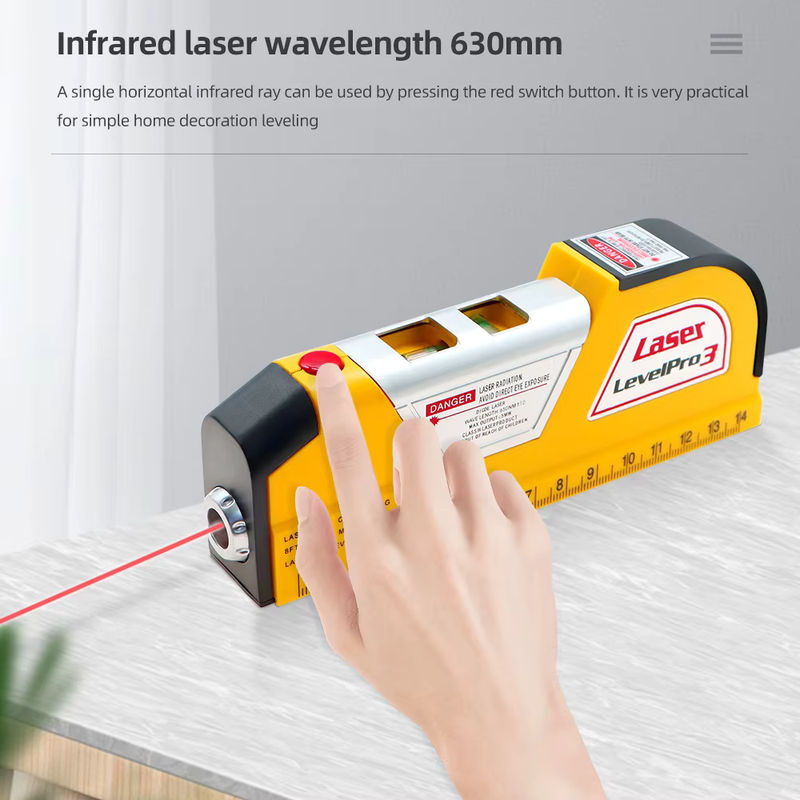 JUANJUAN Laser-Niveau- und Entfernungsmesser in Gelb für Gartenbau und Holzbearbeitung mit vertikalem und horizontalem Laser sowie Blasen-Lineal - Bild 4