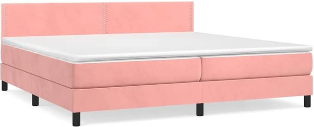 vidaXL Boxspringbett mit Matratze in Rosa, Hybridbett mit Taschenfederkern aus Samt, B/T: 200 x 200 cm - Bild 1